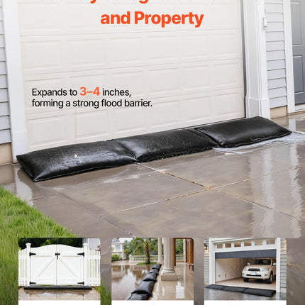 Flood Barrier, 6 Pack, 830 x 430 mm Flood Bags Activated by Water, Reusable Water Absorbent Barrier, Sandless Sandbags Blockage, Flooding Prevention Bags for Home, Doorways, Basement, Garage.