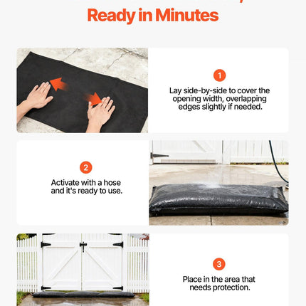 Flood Barrier, 6 Pack, 830 x 430 mm Flood Bags Activated by Water, Reusable Water Absorbent Barrier, Sandless Sandbags Blockage, Flooding Prevention Bags for Home, Doorways, Basement, Garage.
