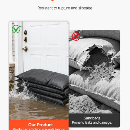 Flood Barrier, 6 Pack, 830 x 430 mm Flood Bags Activated by Water, Reusable Water Absorbent Barrier, Sandless Sandbags Blockage, Flooding Prevention Bags for Home, Doorways, Basement, Garage.