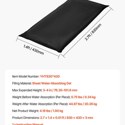 Flood Barrier, 6 Pack, 830 x 430 mm Flood Bags Activated by Water, Reusable Water Absorbent Barrier, Sandless Sandbags Blockage, Flooding Prevention Bags for Home, Doorways, Basement, Garage.
