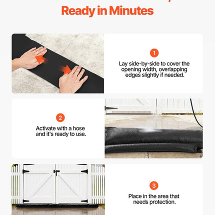 Flood Barrier, 10 Pack, 1530 x 210 mm Flood Bags with Bucket, Reusable Water Absorbent Barrier Activated by Water, Sandless Sandbags Blockage, Flooding Prevention Bags for Basement, Garage, Doorway.