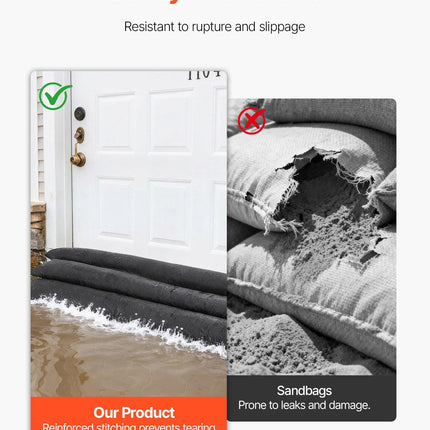Flood Barrier, 10 Pack, 1530 x 210 mm Flood Bags with Bucket, Reusable Water Absorbent Barrier Activated by Water, Sandless Sandbags Blockage, Flooding Prevention Bags for Basement, Garage, Doorway.