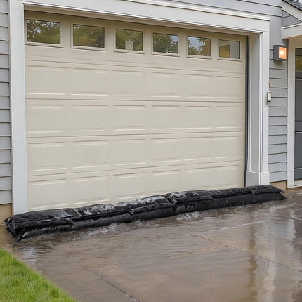 Flood Barrier, 10 Pack, 1530 x 210 mm Flood Bags with Bucket, Reusable Water Absorbent Barrier Activated by Water, Sandless Sandbags Blockage, Flooding Prevention Bags for Basement, Garage, Doorway.