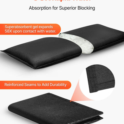 Flood Barrier, 10 Pack, 430 x 830 mm Flood Bags with Bucket, Reusable Water Absorbent Barrier Activated by Water, Sandless Sandbags Blockage, Flooding Prevention Bags for Door, Basement, Garage.
