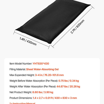 Flood Barrier, 10 Pack, 430 x 830 mm Flood Bags with Bucket, Reusable Water Absorbent Barrier Activated by Water, Sandless Sandbags Blockage, Flooding Prevention Bags for Door, Basement, Garage.