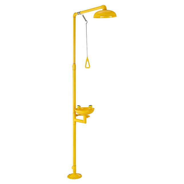Emergency Shower Eye Wash Station, 34.25 x 15.75 x 91.73 Inch 304 Stainless Steel Eyewash and Shower Combination, OSHA-Approved First Aid Eye Wash Station, for Schools, Labs, Factories, Yellow.