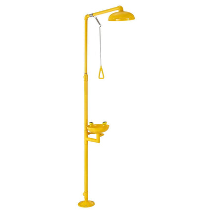 Emergency Shower Eye Wash Station, 34.25 x 15.75 x 91.73 Inch 304 Stainless Steel Eyewash and Shower Combination, OSHA-Approved First Aid Eye Wash Station, for Schools, Labs, Factories, Yellow.