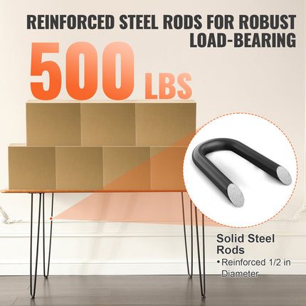 711.2MM Hairpin Furniture Legs, Metal Home DIY Projects for Nightstand, Coffee Table, Desk, 226.8KG Load Capacity with Rubber Floor Protectors, Metal Heavy Duty Sturdy Modern Table Legs, 4PCS.