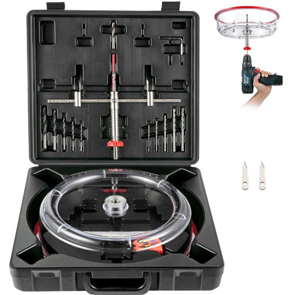 Adjustable Hole Saw Cutter Kit, 1-5/8\" to 11-13 /16\" (40-300 mm), Recessed Hole Saw with PC Dust Shield, Two Replaceable Pilot Drill Bits, for Recessed Lights, Ceiling Speakers, Vent Holes.