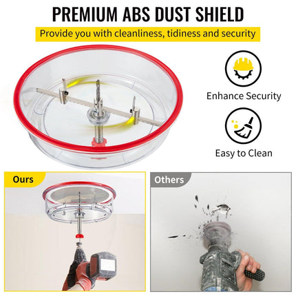 Adjustable Hole Saw Cutter Kit, 1-5/8\" to 11-13 /16\" (40-300 mm), Recessed Hole Saw with PC Dust Shield, Two Replaceable Pilot Drill Bits, for Recessed Lights, Ceiling Speakers, Vent Holes.