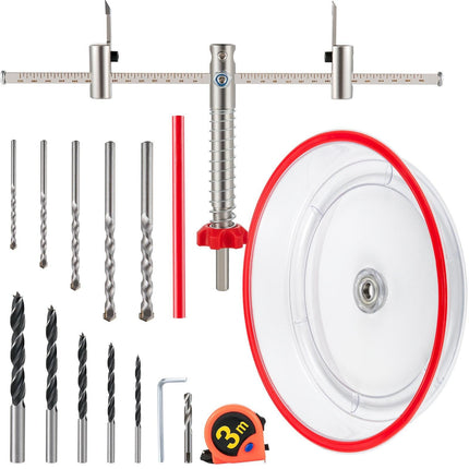 Adjustable Hole Saw Cutter Kit, 1-5/8\" to 11-13 /16\" (40-300 mm), Recessed Hole Saw with PC Dust Shield, Two Replaceable Pilot Drill Bits, for Recessed Lights, Ceiling Speakers, Vent Holes.