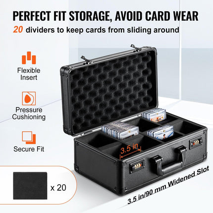 Graded Card Storage Box, 4 Slots, Graded Sports Cards Holder Carrying Case with Coded Lock Foam Dividers, for 120 PSA Graded Cards 84 BGS Cards 96 SGC Cards 428 Top Loaders or 999+ Loose Cards.