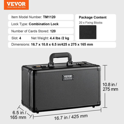 Graded Card Storage Box, 4 Slots, Graded Sports Cards Holder Carrying Case with Coded Lock Foam Dividers, for 120 PSA Graded Cards 84 BGS Cards 96 SGC Cards 428 Top Loaders or 999+ Loose Cards.