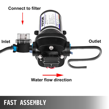 Water Pressure Diaphragm Pump, 12V FL-40 High Pressure Diaphragm Water Pump, 40PSI Automatic Self Priming Water Pump, 17L/MIN Misting Booster Sprayer Diaphragm Pump for Caravan Boat RV Garden.
