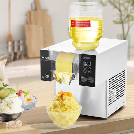 Commercial Snowflake Ice Machine, 276LBS/24H Snowflake Ice Maker, Stainless Steel Ice Shaver Machine, Electric Snow Cone Maker, Air Cooling System for Rapid Heat Dissipation, for Bakery, Cafe.