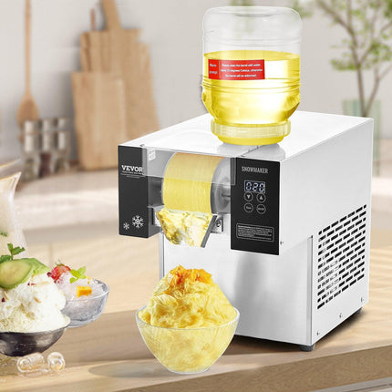 Commercial Snowflake Ice Machine, 276LBS/24H Snowflake Ice Maker, Stainless Steel Ice Shaver Machine, Electric Snow Cone Maker, Air Cooling System for Rapid Heat Dissipation, for Bakery, Cafe.