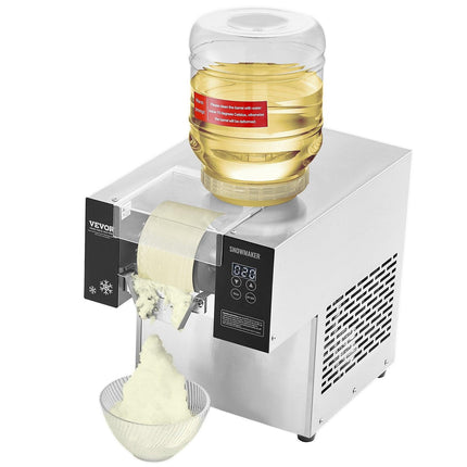 Commercial Snowflake Ice Machine, 276LBS/24H Snowflake Ice Maker, Stainless Steel Ice Shaver Machine, Electric Snow Cone Maker, Air Cooling System for Rapid Heat Dissipation, for Bakery, Cafe.