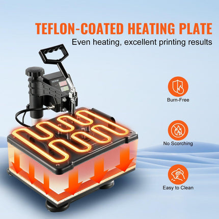 1400W Heat Press Machine 8 In 1 Sublimation Steel Frame Heat Presses with Temperature And Time Control (12X15INCH 8IN1).