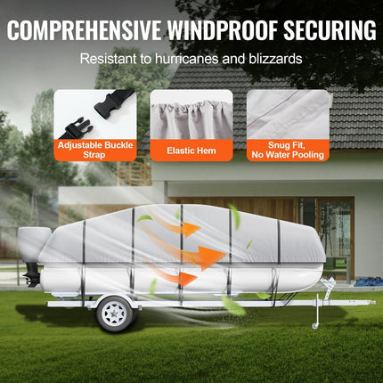 Pontoon Boat Cover 800D Waterproof Trailerable 23-24 ft with Storage Bag.