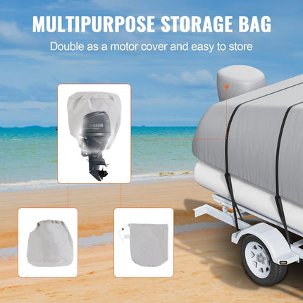 Pontoon Boat Cover 800D Waterproof Trailerable 23-24 ft with Storage Bag.
