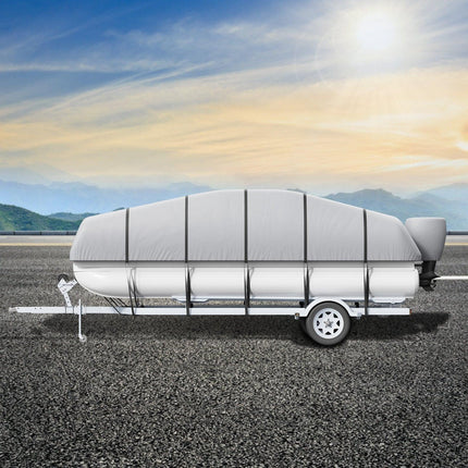 Pontoon Boat Cover 800D Waterproof Trailerable 23-24 ft with Storage Bag.
