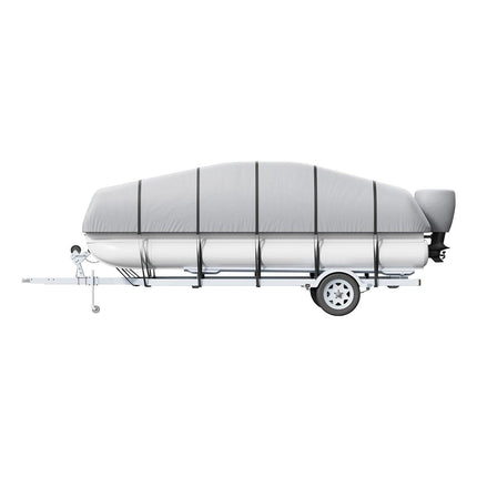 Pontoon Boat Cover 800D Waterproof Trailerable 23-24 ft with Storage Bag.