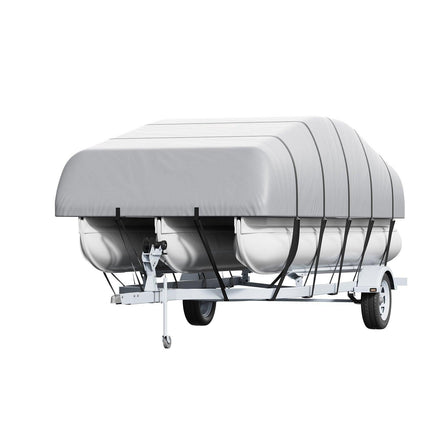 Pontoon Boat Cover 800D Waterproof Trailerable 23-24 ft with Storage Bag.