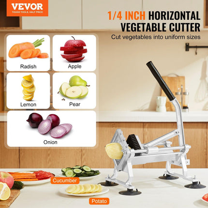 Commercial Vegetable Slicer, 1/4 inch Fruit Slicer, Stainless Steel and Aluminum Alloy Vegetable Cutter Slicer Machine, Manual Slicer with Non-slip Feet, for Radishes, Onions, Potatoes, Lemons.