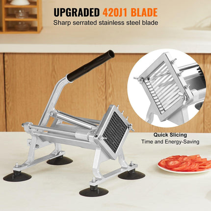 Commercial Vegetable Slicer, 1/4 inch Fruit Slicer, Stainless Steel and Aluminum Alloy Vegetable Cutter Slicer Machine, Manual Slicer with Non-slip Feet, for Radishes, Onions, Potatoes, Lemons.