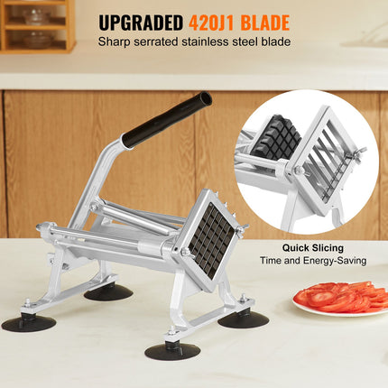 Commercial Vegetable Slicer, 1/2 inch Fruit Slicer, Stainless Steel and Aluminum Alloy Vegetable Cutter Slicer Machine, Manual Slicer with Non-slip Feet, for Radishes, Onions, Potatoes, Lemons.