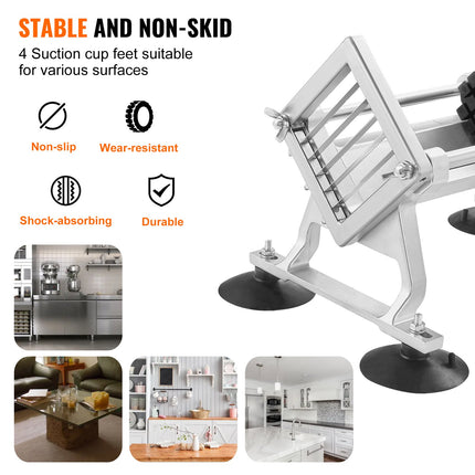 Commercial Vegetable Slicer, 1/2 inch Fruit Slicer, Stainless Steel and Aluminum Alloy Vegetable Cutter Slicer Machine, Manual Slicer with Non-slip Feet, for Radishes, Onions, Potatoes, Lemons.
