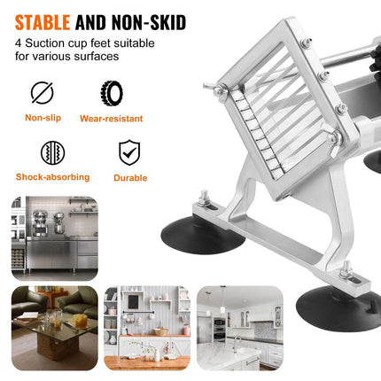 Commercial Vegetable Slicer, 3/8 inch Fruit Slicer, Stainless Steel and Aluminum Alloy Vegetable Cutter Slicer Machine, Manual Slicer with Non-slip Feet, for Radishes, Onions, Potatoes, Lemons.