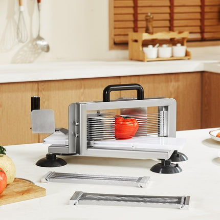 Commercial Tomato Slicer, 1/4"+3/8"+3/16" Tomato Cutter Slicer, Stainless Steel Heavy Duty Tomato Slicer Machine, Manual Tomato Slicer with Non-slip Feet, Cutting Tomatoes, Cucumbers, Bananas.