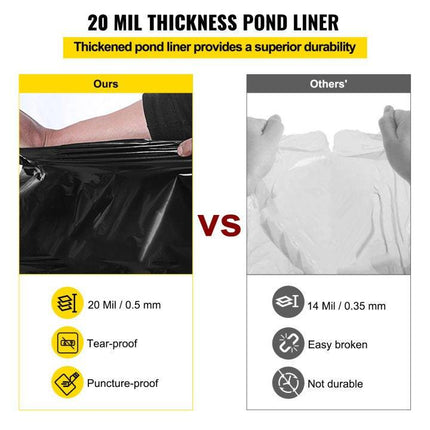 LLDPE Pond Liner 15x20 ft, Pond Liner 20 Mil, Fish Pond Liners for Waterfall, Pond and Fish Ponds.