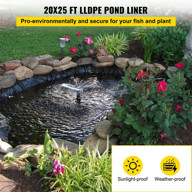 LLDPE Pond Liner 20x25 ft, Pond Liner 20 Mil, Fish Pond Liners for Waterfall, Pond and Fish Ponds.