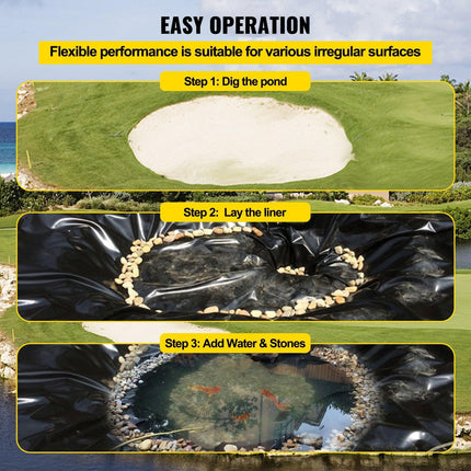 LLDPE Pond Liner 20x25 ft, Pond Liner 20 Mil, Fish Pond Liners for Waterfall, Pond and Fish Ponds.