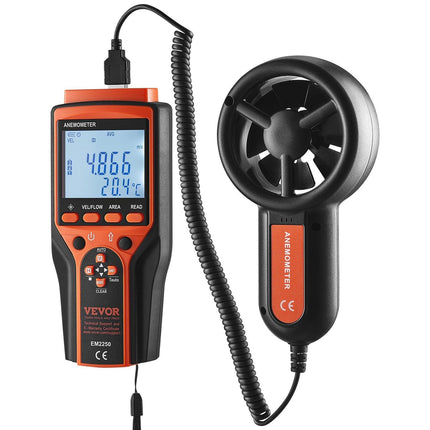 Split Handheld Anemometer, Digital Wind Speed CFM Meter Gauge with LED Backlight Screen, Measures Wind Velocity Wind Temperature Air Flow Wind Chill, for Sailing Surfing Flying HVAC.