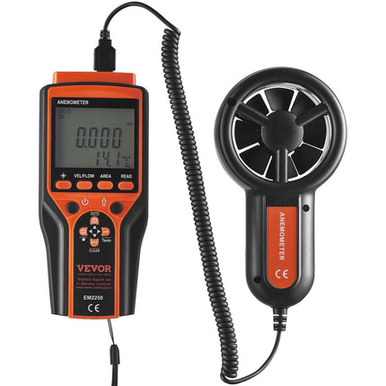 Split Handheld Anemometer, Digital Wind Speed CFM Meter Gauge with LED Backlight Screen, Measures Wind Velocity Wind Temperature Air Flow Wind Chill, for Sailing Surfing Flying HVAC.