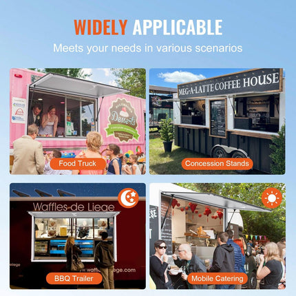 Concession Window 91x91cm, Aluminum Alloy Food Truck Service Window with Awning Door & Drag Hook, Up to 85 Degrees Stand Serving Window for Food Trucks Concession Trailers, Glass Not Included.