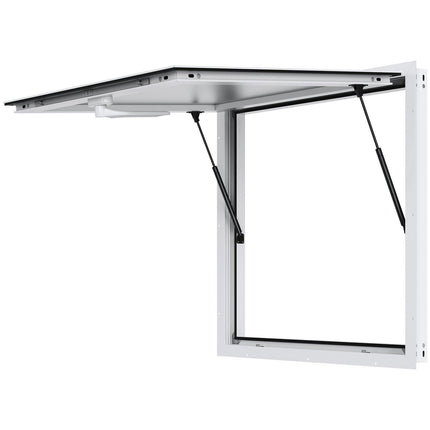 Concession Window 91x91cm, Aluminum Alloy Food Truck Service Window with Awning Door & Drag Hook, Up to 85 Degrees Stand Serving Window for Food Trucks Concession Trailers, Glass Not Included.