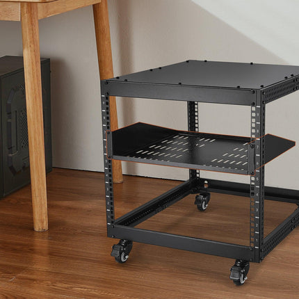2U Server Rack Shelf 16"/406 mm Depth Vented Rack Mount Shelf with Tray.