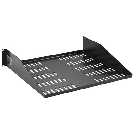 2U Server Rack Shelf 16"/406 mm Depth Vented Rack Mount Shelf with Tray.