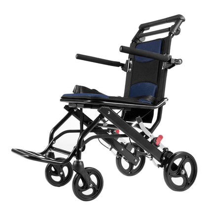 Wheelchair, Aluminum Alloy Ultra-Lightweight Transport Chair for Adults, Foldable Cabin Wheelchair with Flip-Back Desk-Length Arms, Self-locking Brake, 15.75-Inch Wide Seat, 220lbs Load.