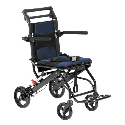 Wheelchair, Aluminum Alloy Ultra-Lightweight Transport Chair for Adults, Foldable Cabin Wheelchair with Flip-Back Desk-Length Arms, Self-locking Brake, 15.75-Inch Wide Seat, 220lbs Load.