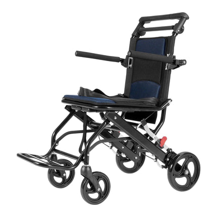 Wheelchair, Aluminum Alloy Ultra-Lightweight Transport Chair for Adults, Foldable Cabin Wheelchair with Flip-Back Desk-Length Arms, Self-locking Brake, 15.75-Inch Wide Seat, 220lbs Load.