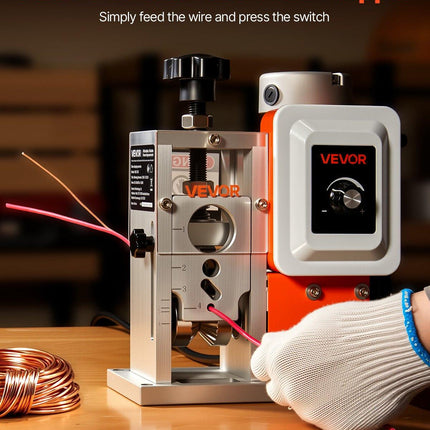 Electric Wire Stripping Machine, 1.5-40 mm, 400W Automatic Motorized Cable Stripper, 9.84 IPS (15 m/min) Wire Peeler with Alloy Blades, V-Shaped Rollers, Cooling Fan, for Scrap Copper Recycling.