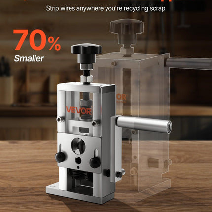 Manual Wire Stripping Machine, 1.5-25 mm, Copper Stripper with Hand Crank or Drill Powered, 64Mn Quenched Blades, 45# Steel Rollers, Aluminum Alloy Frame Wire Peeler, for Scrap Copper Recycling.