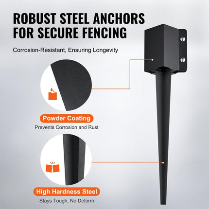 Fence Post Anchor Ground Spike 6 Pack 24 x 4 x 4 In Metal Fence Stakes.