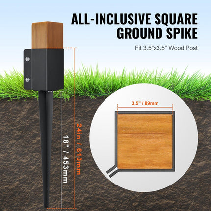 Fence Post Anchor Ground Spike 6 Pack 24 x 4 x 4 In Metal Fence Stakes.