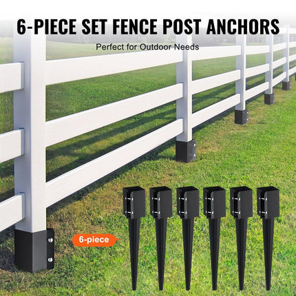 Fence Post Anchor Ground Spike 6 Pack 24 x 4 x 4 In Metal Fence Stakes.